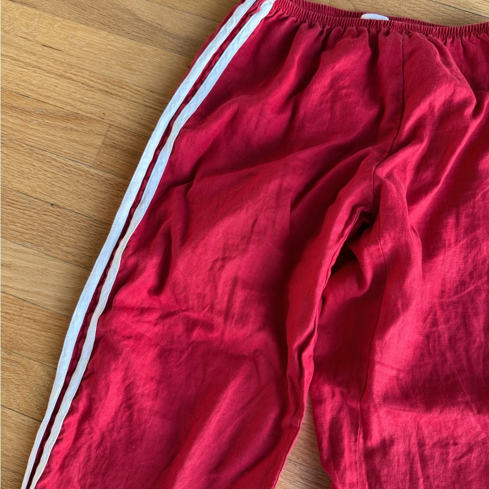 DONNI. x Revolve Linen Stripe Racer Pant in Bell Pepper NWOT XXS - Picture 4 of 5